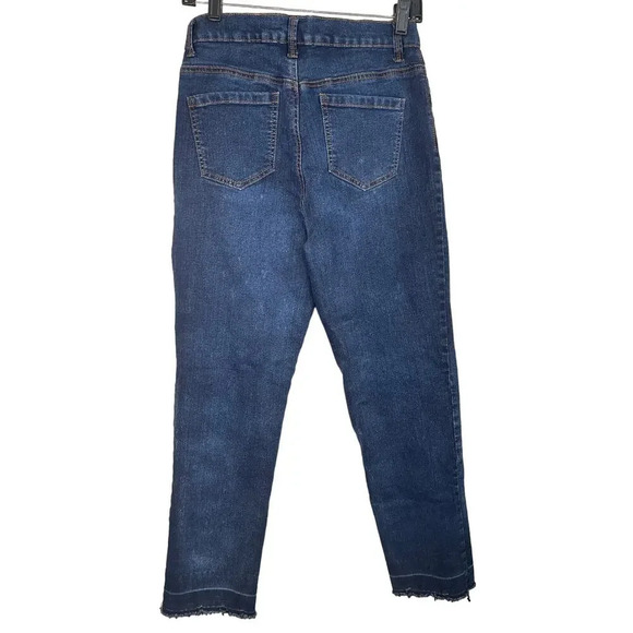 Gloria Vanderbilt Amanda Dark Wash Raw Hem Denim Jeans Women's Size 10 - Picture 2 of 6